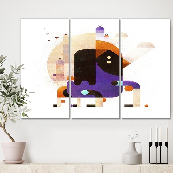Designart 'Waiting For Tomorrow' Mid Century Modern Canvas Wall Art - 36x28 - 3 Panels