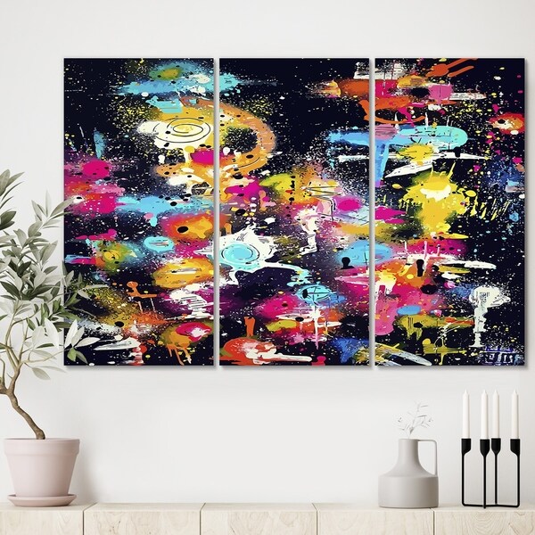 Designart 'The Lovers The Dreamers & Me' Modern Gallery-wrapped Canvas - 36x28 - 3 Panels