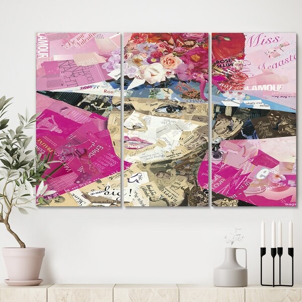 Designart 'Girl Next Door' Premium Modern Canvas Wall Art - 36x28 - 3 Panels