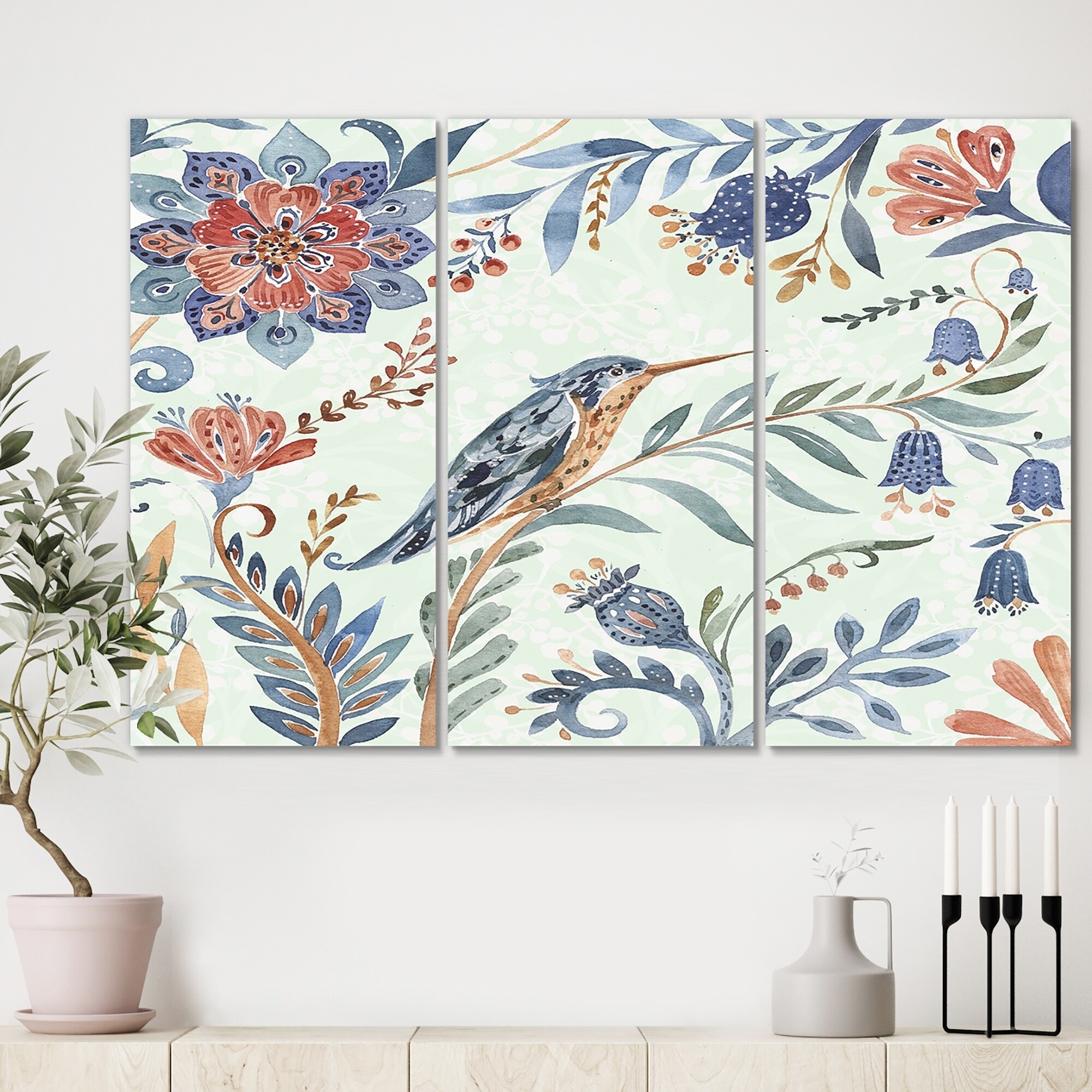 Shop Designart Birds And Flowers Iv Cottage Canvas Artwork