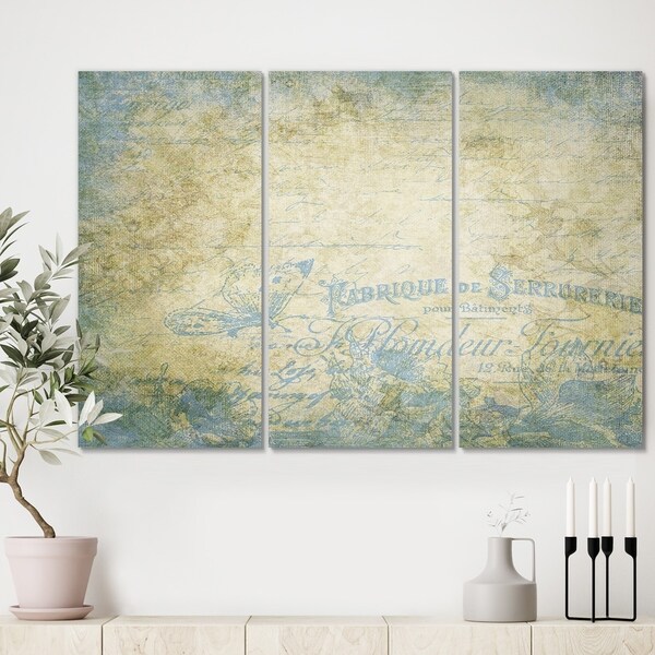 Designart 'French Blues' Traditional Canvas Art Print - 36x28 - 3 Panels