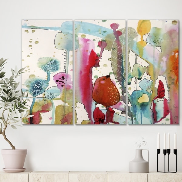Designart 'Jouns Aux Bois' Cottage Canvas Wall Art - 36x28 - 3 Panels
