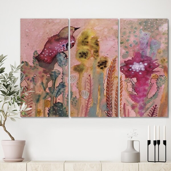Designart 'Juste Avant' Cottage Canvas Art Print - 36x28 - 3 Panels