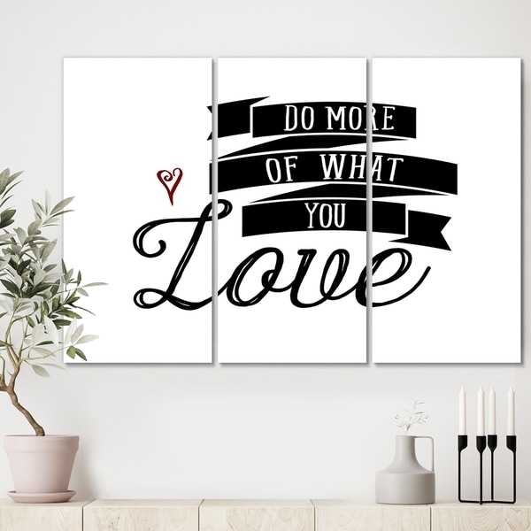 Designart 'Do More You Love' Cottage Canvas Wall Art - 36x28 - 3 Panels