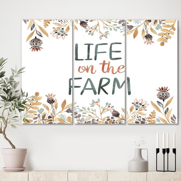 Designart 'Life On The Farm' Cottage Canvas Wall Art - 36x28 - 3 Panels