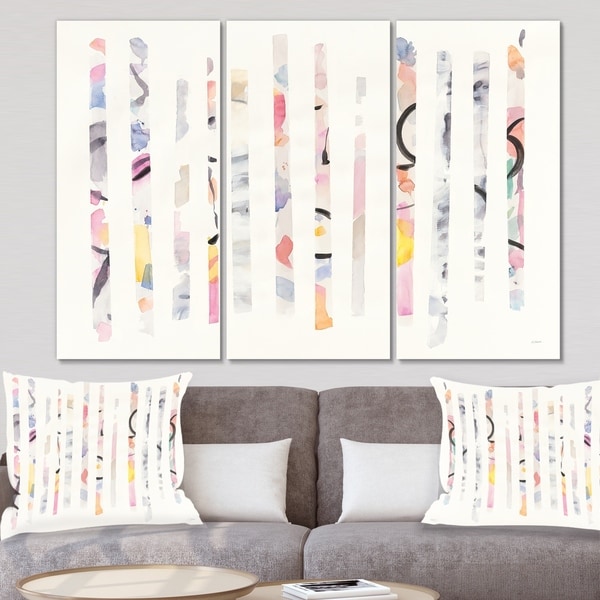 Designart 'Multi-Color Geometric Bars' Modern Transitional Gallery-wrapped Canvas