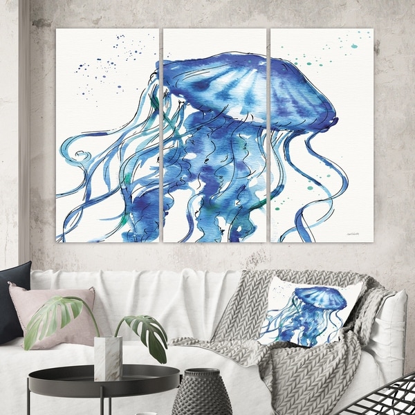 Designart 'Blue Deep Sea X' Coastal Gallery-wrapped Canvas