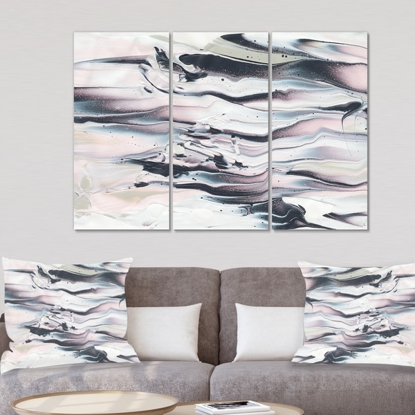 Designart 'Grey Marbling V ' Modern Transitional Gallery-wrapped Canvas