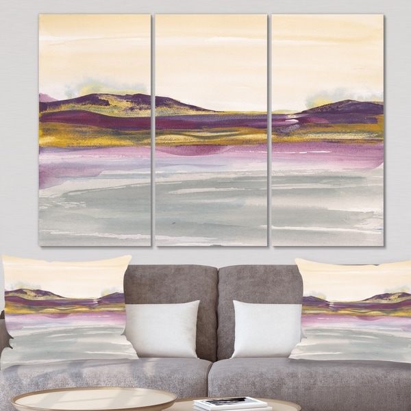 Designart 'Painted Purple and Gold Landscape II' Shabby Chic Canvas Artwork