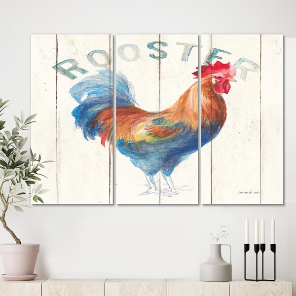 Designart 'Wood Farm Roaster I' Farmhouse Canvas Artwork