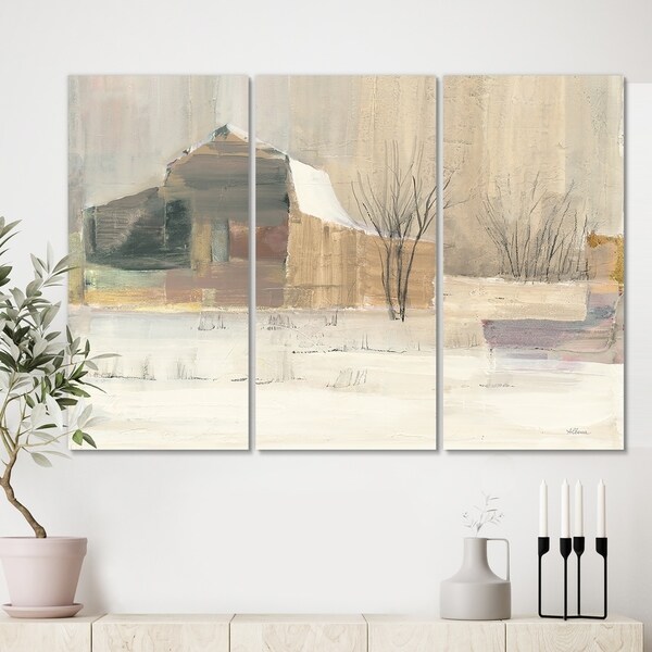 Designart 'Winter on the Farm house' Landscapes Canvas Art