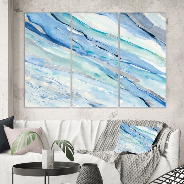 Designart 'Blue Silver Spring I' Modern Lake House Canvas Artwork