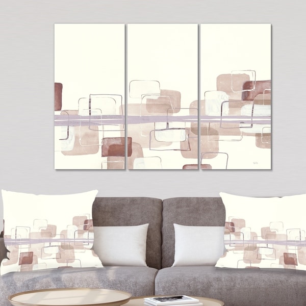 Designart 'Watercolor Minimal Boxes II' Modern Gallery-wrapped Canvas