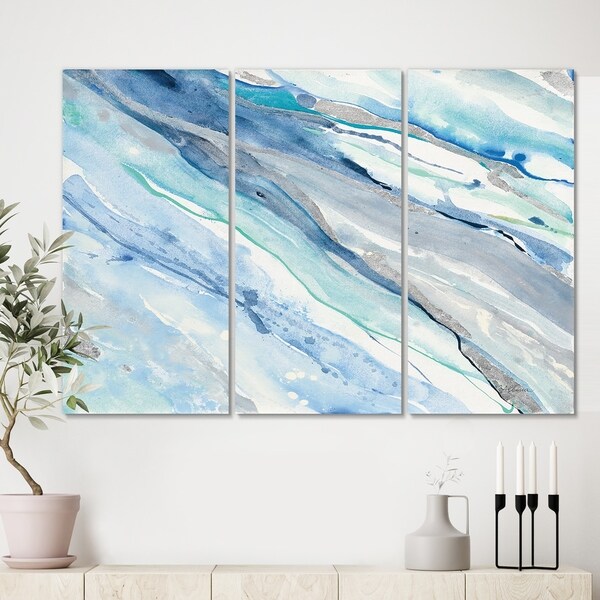 Designart 'Blue Silver Spring II' Modern Lake House Gallery-wrapped Canvas