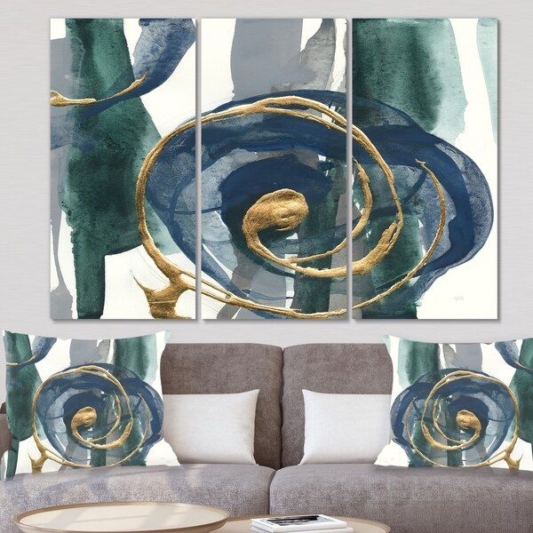 Designart 'Mettalic Indigo and Gold I' Posh & Luxe Canvas Art