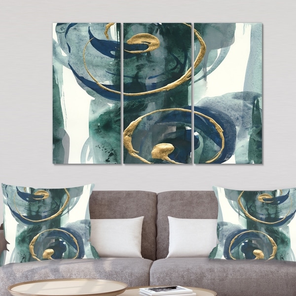 Designart 'Mettalic Indigo and Gold II' Posh & Luxe Canvas Wall Art
