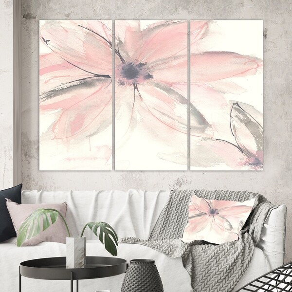 Designart 'Pink Shabby Floral II' Shabby Chic Canvas Artwork