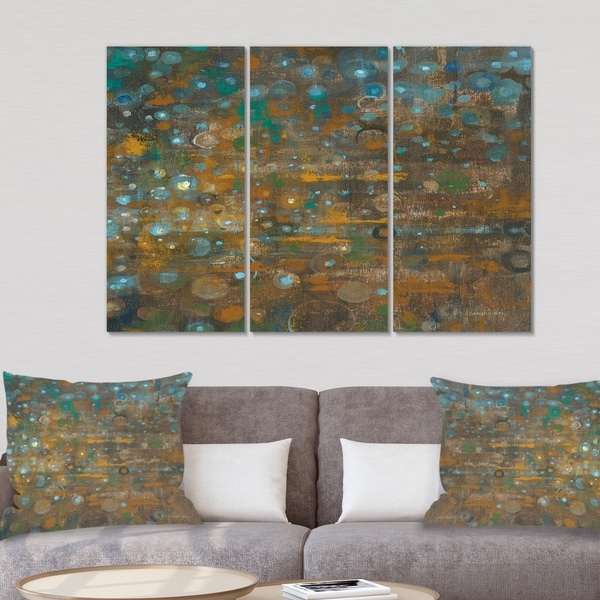 Designart 'Blue and Bronze Dots on Glass IV' Cabin & Lodge Gallery-wrapped Canvas