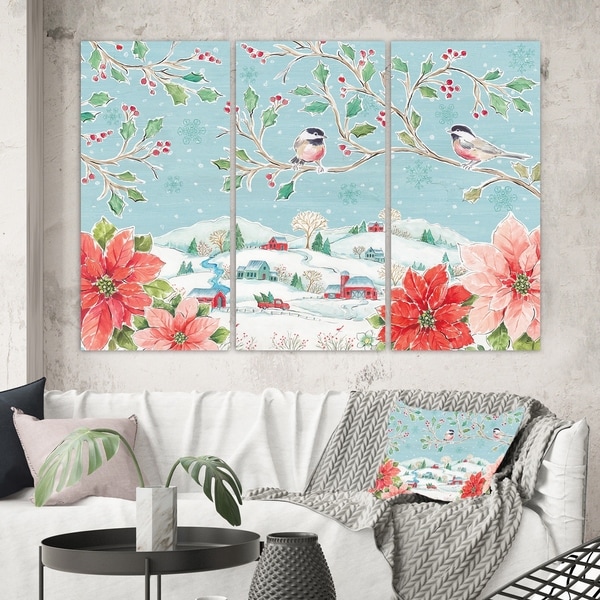Designart 'Country Flower snowflakes II' Farmhouse Canvas Art