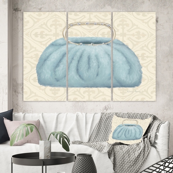 Designart 'Glam cosmetics Blue Bag' Fashion Canvas Wall Art