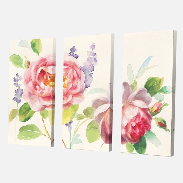 Designart 'Watercolor Roses Bouqet' Shabby Chic Canvas Artwork