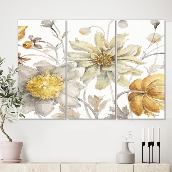 Designart 'Fields of Gold Watercolor Flower V' Traditional Gallery-wrapped Canvas