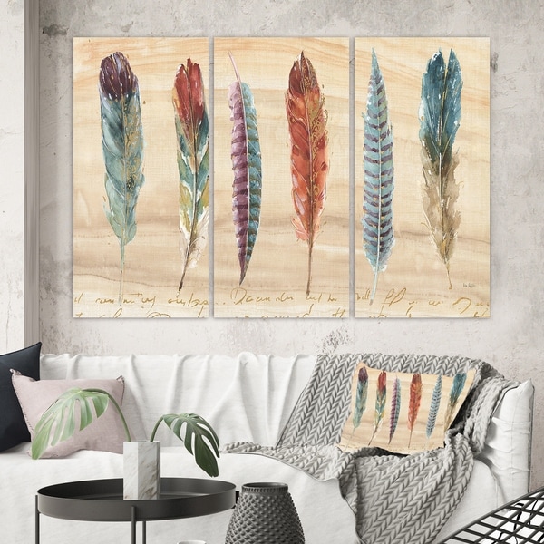 Designart 'Feathers Cottage Family ' Lake House Canvas Wall Art