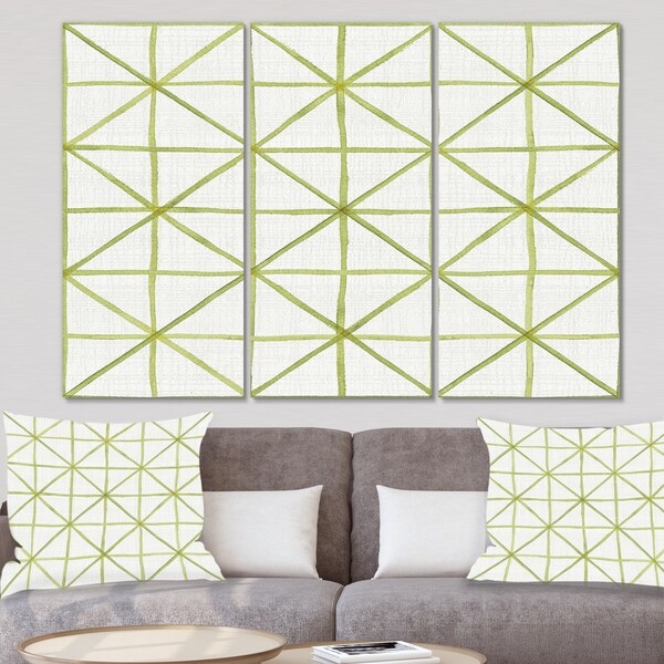 Designart 'geometric Green Triangle II' Mid Century Modern Transitional Gallery-wrapped Canvas