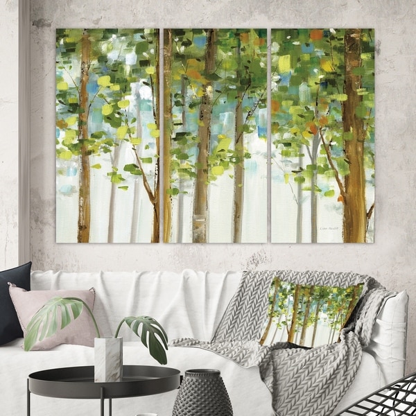 Designart 'Green Forest Study' Modern Farmhouse Canvas Artwork
