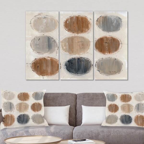 Designart 'Geometric Circle Natural Balance II' Mid Century Modern Transitional Gallery-wrapped Canvas