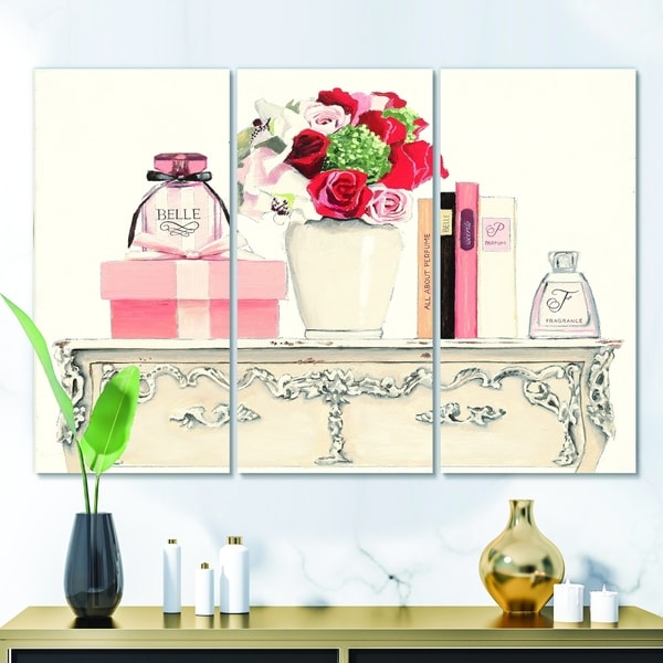 Designart 'Roses, Fragrance and Glamorous Belle Parfum' Fashion Gallery-wrapped Canvas
