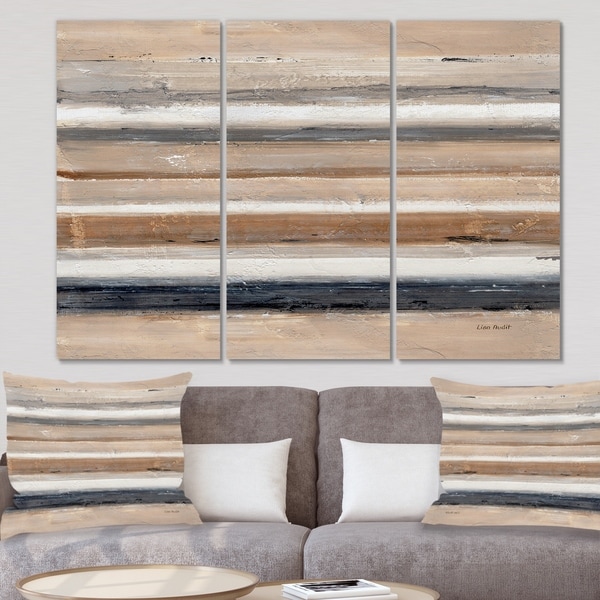 Designart 'Geometric Circle Natural Balance III' Mid Century Modern Transitional Canvas Artwork
