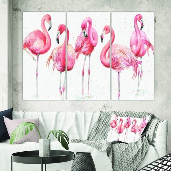 Shop Porch & Den Gracefully Pink Shabby Flamingo' Canvas Wall Art - On ...