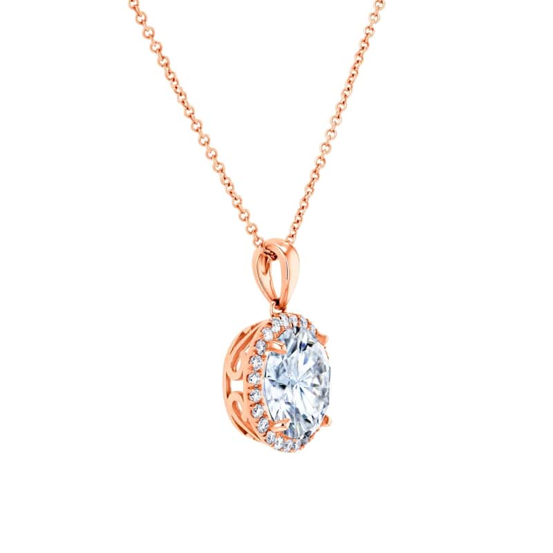 Annello by Kobelli 14k Gold Round 3.10ct Moissanite and 1/4ct Lab Grown Diamond Halo Necklace (GH/VS)