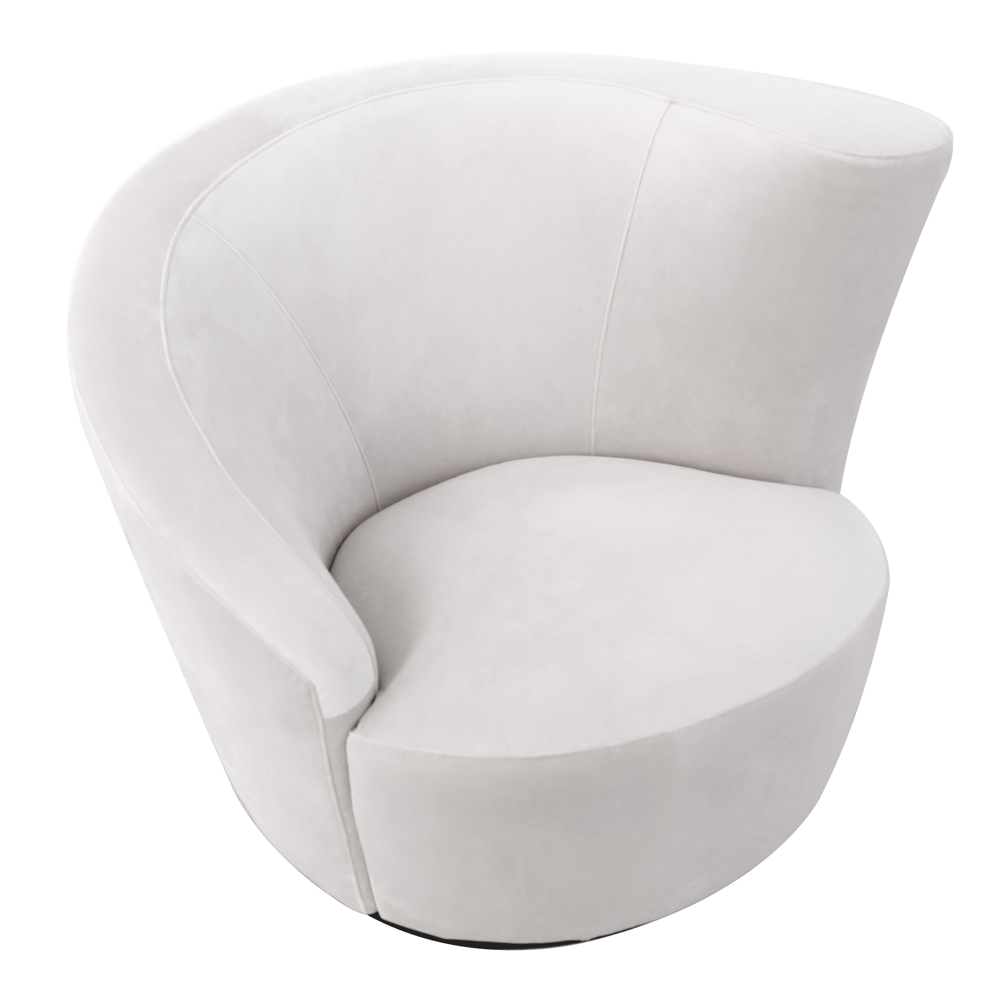 Pasargad Home Vicenza White Velvet Crescent Swivel Chair W37 Xd34 Xh30 Overstock 28458627