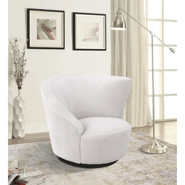 Pasargad Home Vicenza White Velvet Crescent Swivel Chair W37 Xd34 Xh30 Overstock 28458627