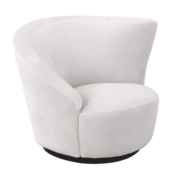 Pasargad Home Vicenza White Velvet Crescent Swivel Chair W37 Xd34 Xh30 Overstock 28458627