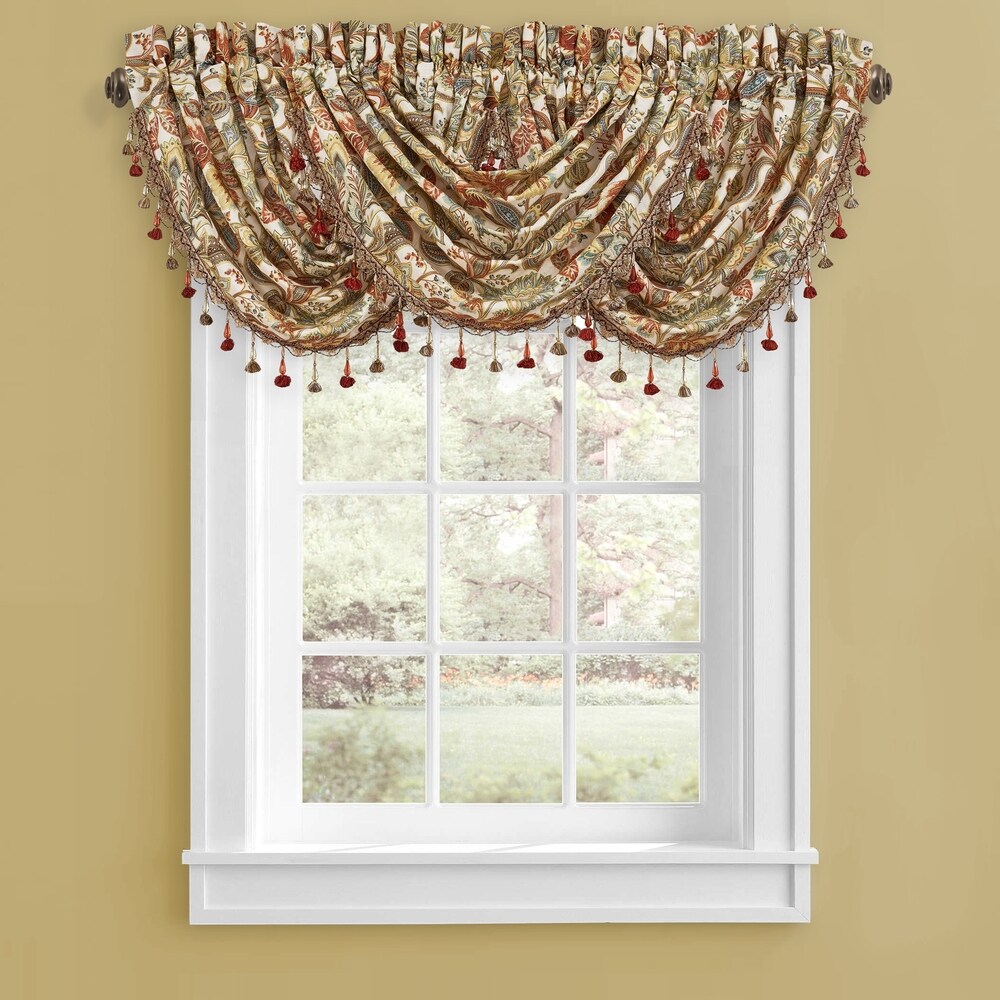 Hyatt fringe waterfall valance luster crinkled WINDOW TREATMENT Assorted Colors 