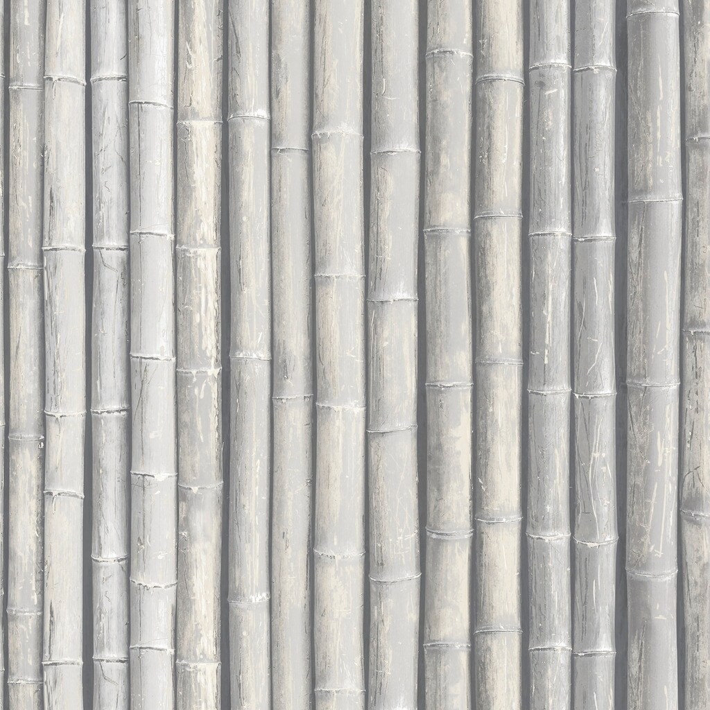 Bamboo Wallpaper, Wood Texture in Grey, Pencil Grey - Overstock - 28458699