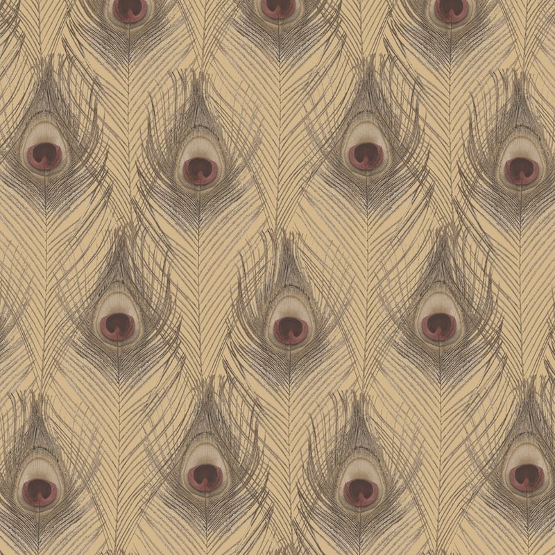 Peacock Peacock Wallpaper Peacock Feathers in Red Gold Metallic Gold Lavish Gold - Red