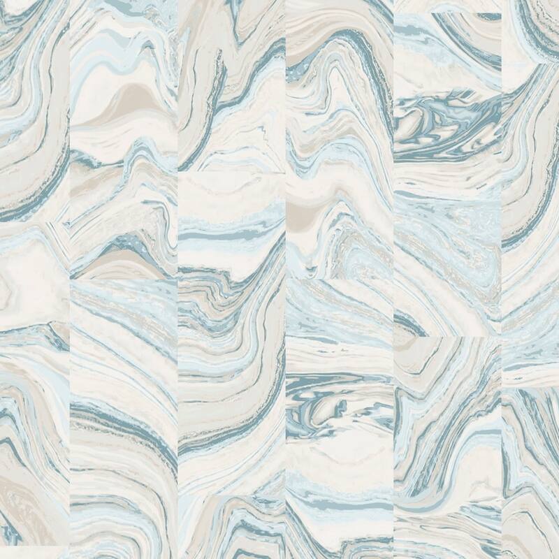 Agate Tile Agate Tile Wallpaper Marble in Blue Blue Green Turquoise Cream Tidewater - Blue
