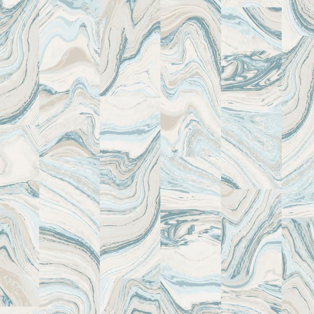 Agate Tile Agate Tile Wallpaper Marble in Blue Blue Green Turquoise Cream Tidewater
