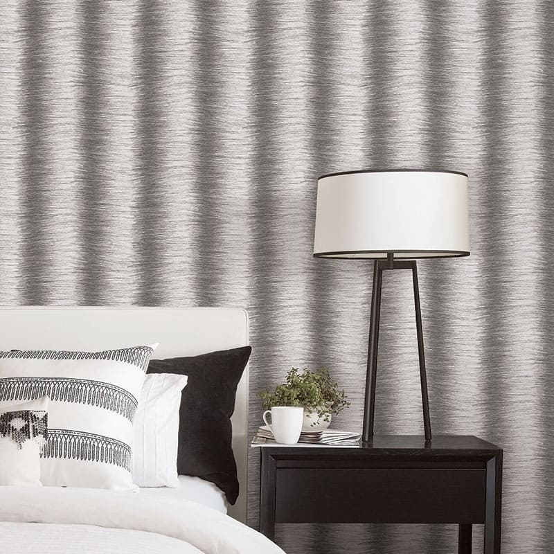Zebra Stripe Zebra Stripe Wallpaper Faux Fur Texture in Grey Pepper Black - Grey
