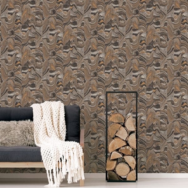 Agate Tile Wallpaper Marble In Metallic Gold Gold Lavish Gold Black Grey On Sale Overstock 28458752