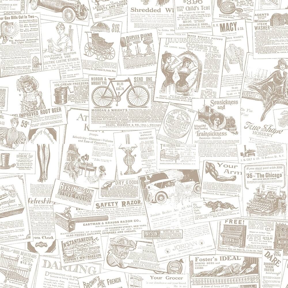 Newspaper Newspaper Wallpaper Novelty in Beige