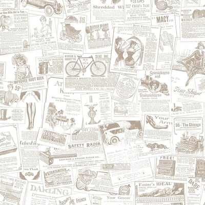 Newspaper Newspaper Wallpaper Novelty in Beige