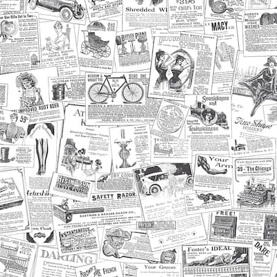 Newspaper Newspaper Wallpaper Novelty in Black White