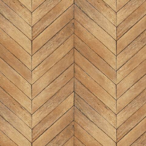 Chevron Wood Wallpaper, Wood Texture in Warm Brown, Brown, Ginger, Spiced Mustard