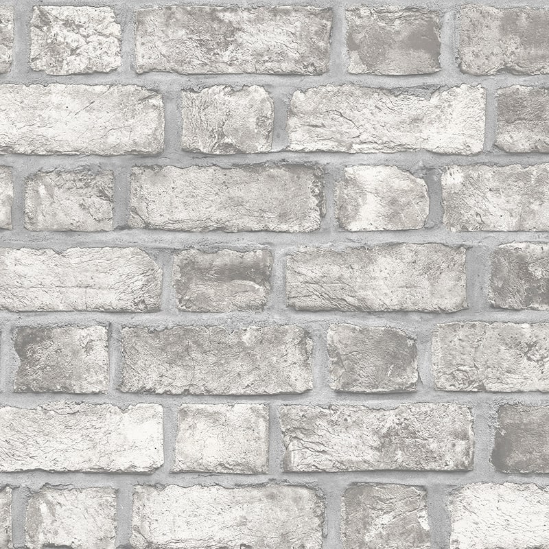 Farmhouse Brick Farmhouse Brick Wallpaper Brick in Grey Dove Charcoal Black - Grey