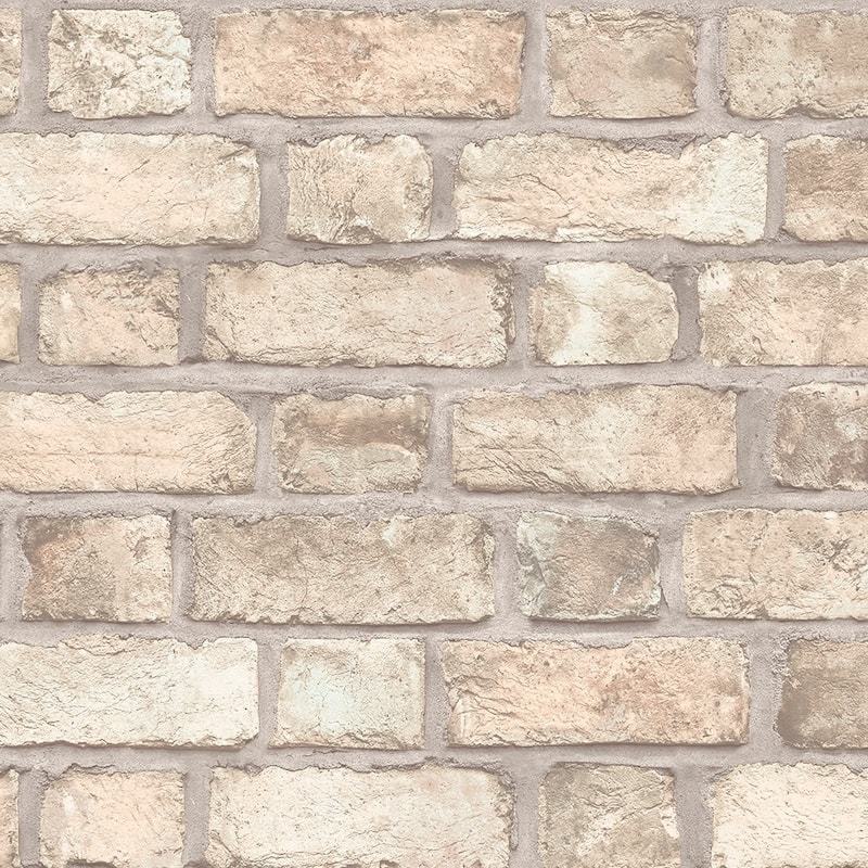 Farmhouse Brick Farmhouse Brick Wallpaper Brick in Green Orange Brown Pale Coral Mint